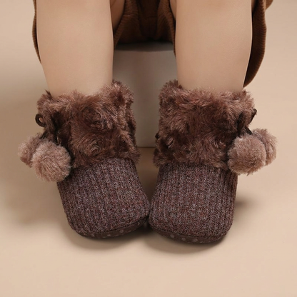 Faux Fur Pom Pom Knit Boots
