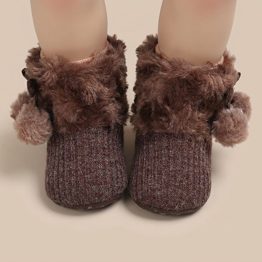 Faux Fur Pom Pom Knit Boots