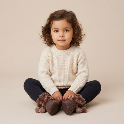 Faux Fur Pom Pom Knit Boots