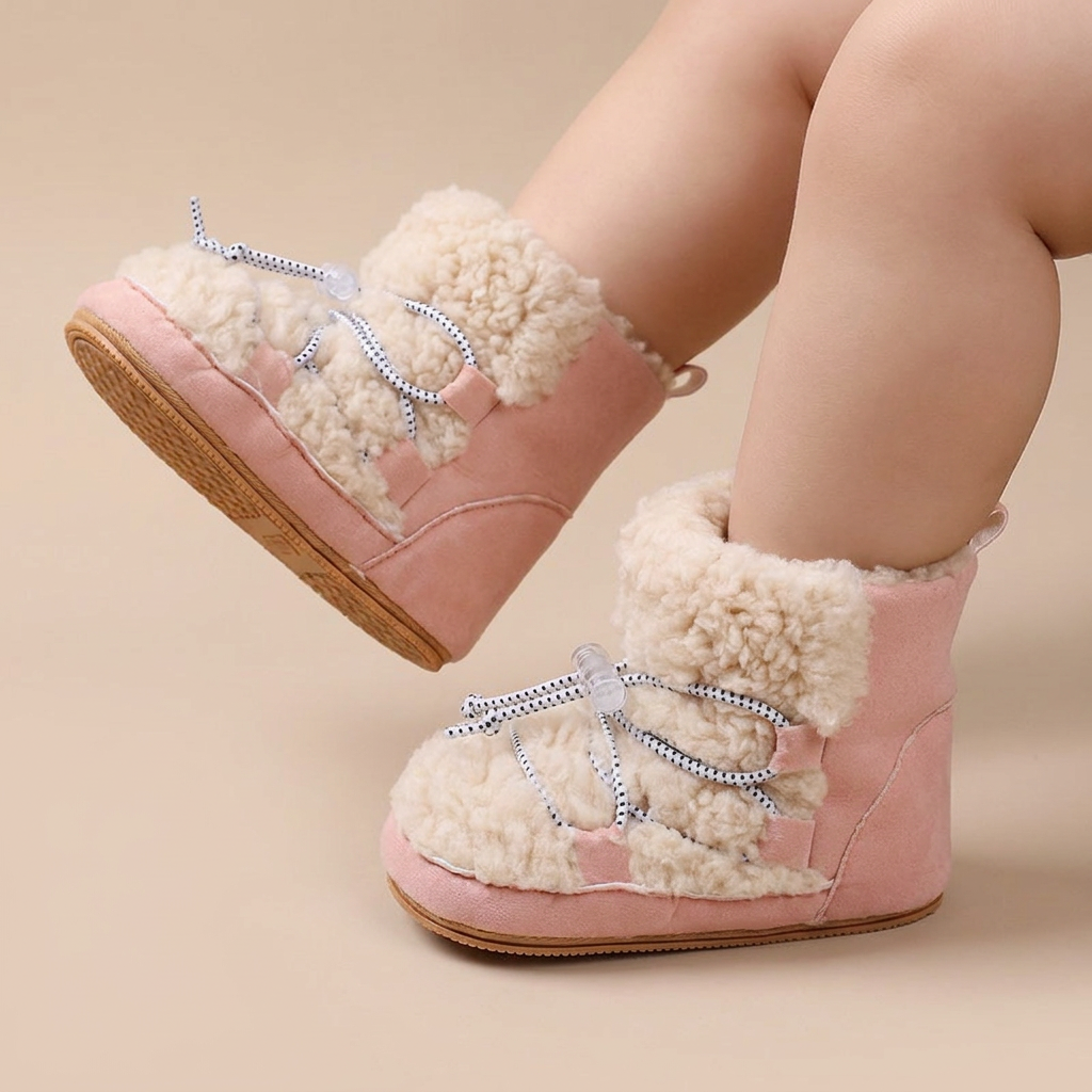 Sherpa Elastic Lace-Up Snow Boots