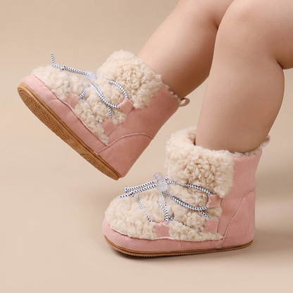 Sherpa Elastic Lace-Up Snow Boots