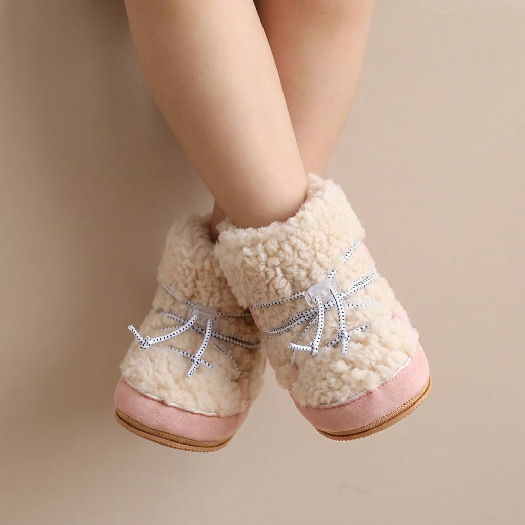 Sherpa Elastic Lace-Up Snow Boots