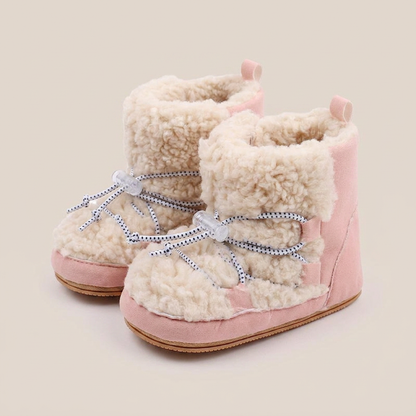Sherpa Elastic Lace-Up Snow Boots