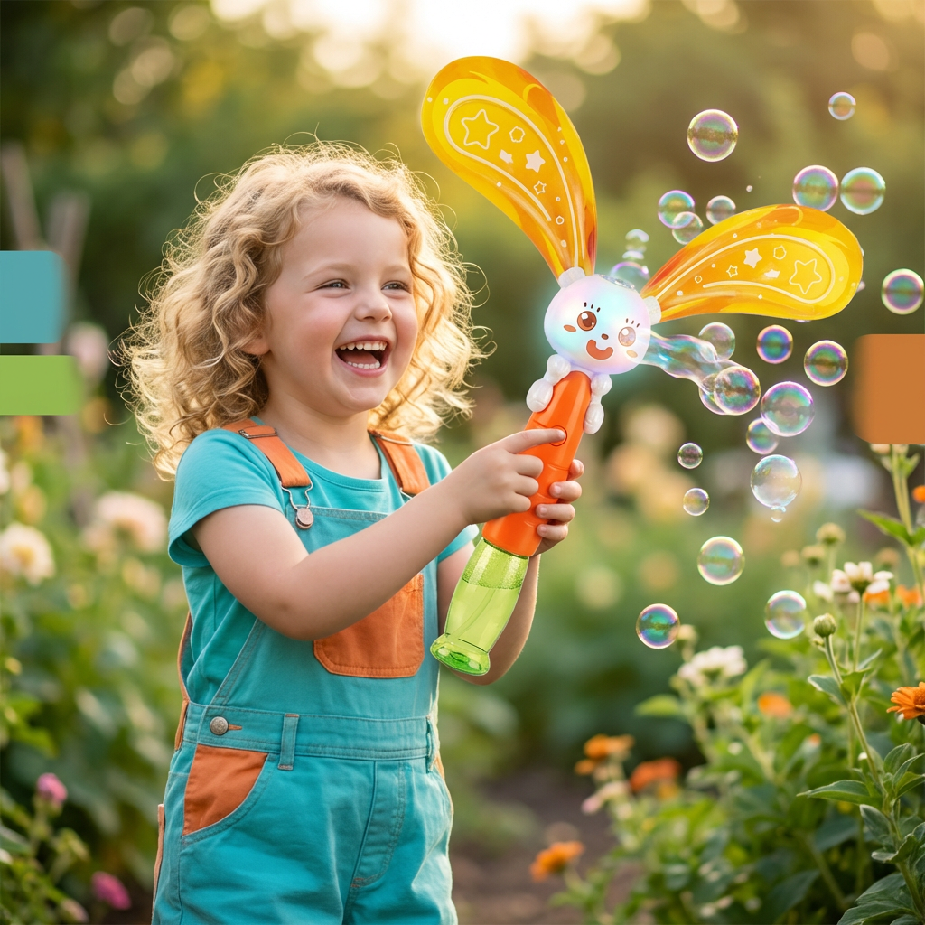 Light-Up Winged Bunny Bubble Maker – Kids Electric Bubble Wand