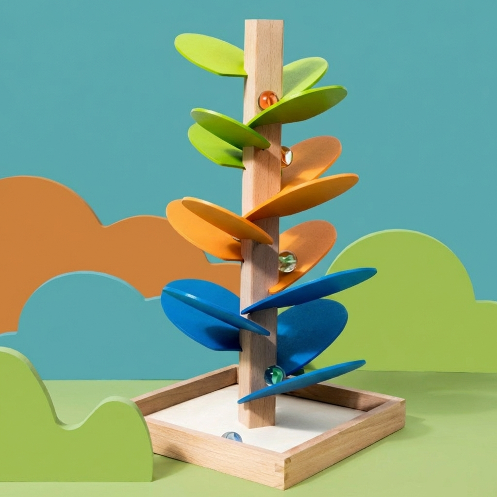 Montessori Rainbow Marble Wooden Tower
