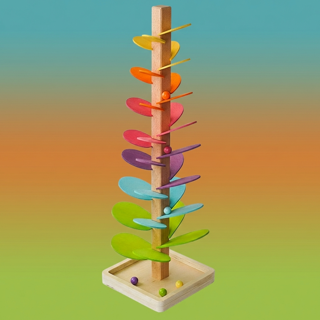 Montessori Rainbow Marble Wooden Tower