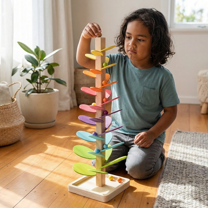 Montessori Rainbow Marble Wooden Tower