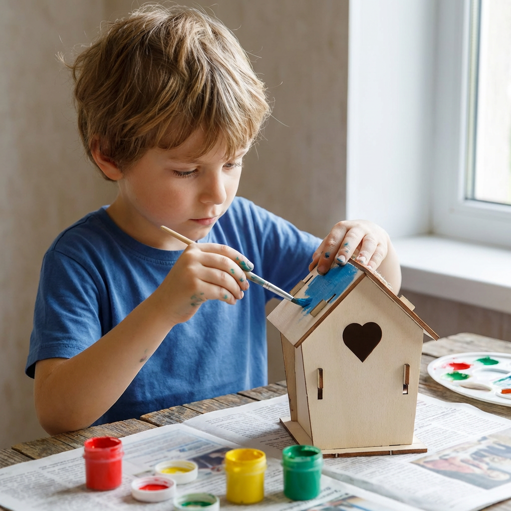 Colorful DIY Wooden Birdhouse Kit for Kids – Paint & Craft Set