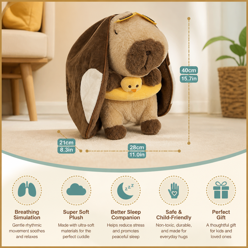 Breathing Capybara Plush Toy – Soft & Cuddly Sleep Companion