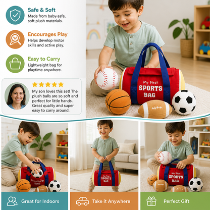 My First Sports Plush Bag – Soft Baby Play Set