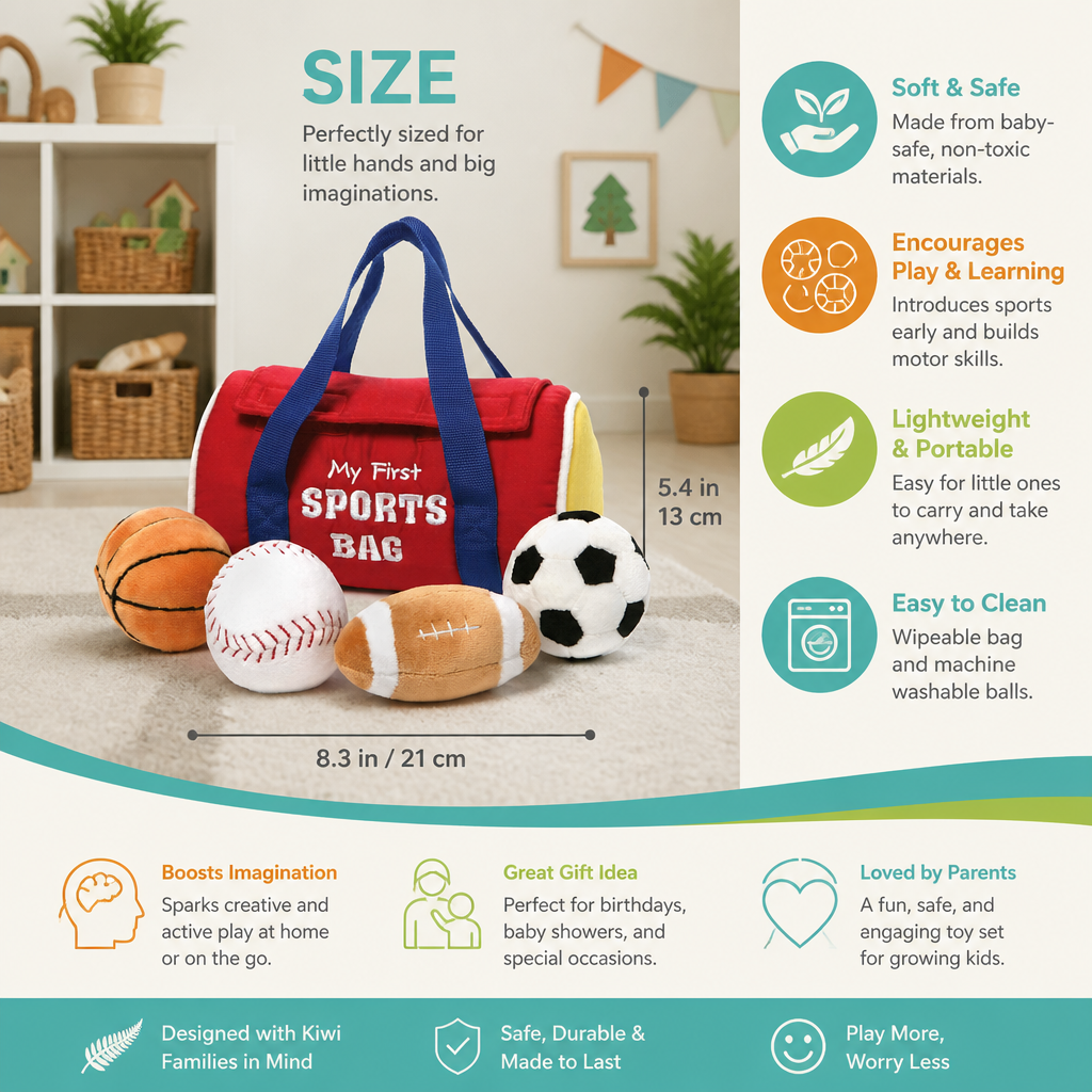 My First Sports Plush Bag – Soft Baby Play Set