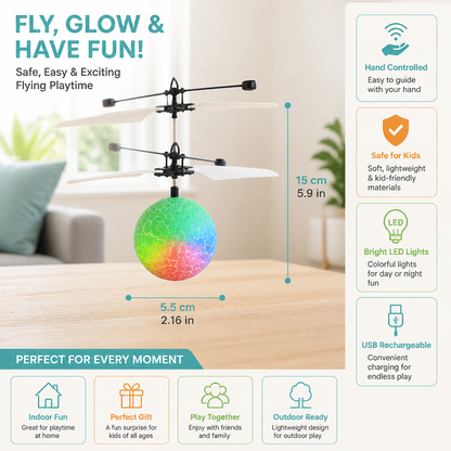 Hand-Controlled Flying LED Ball Drone for Kids