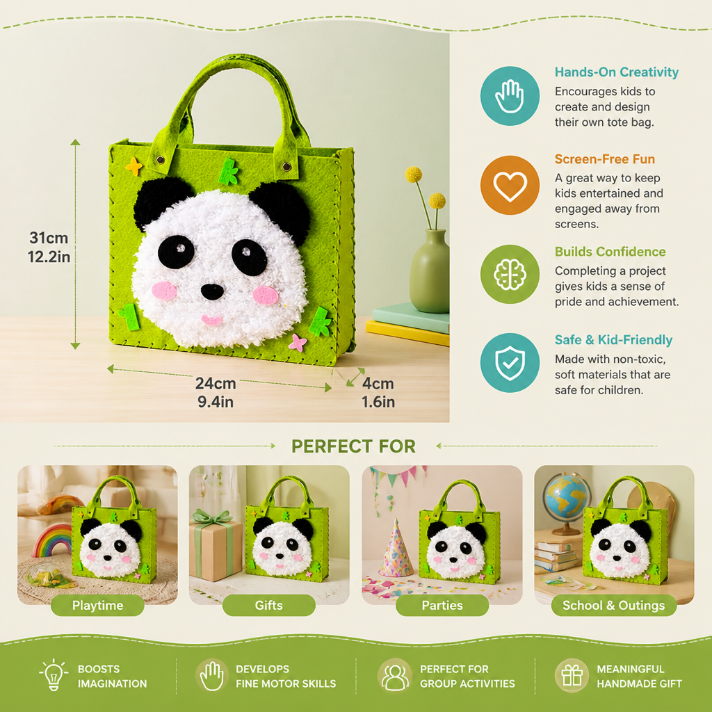 Kids DIY Plush Tote Bag Craft Kit