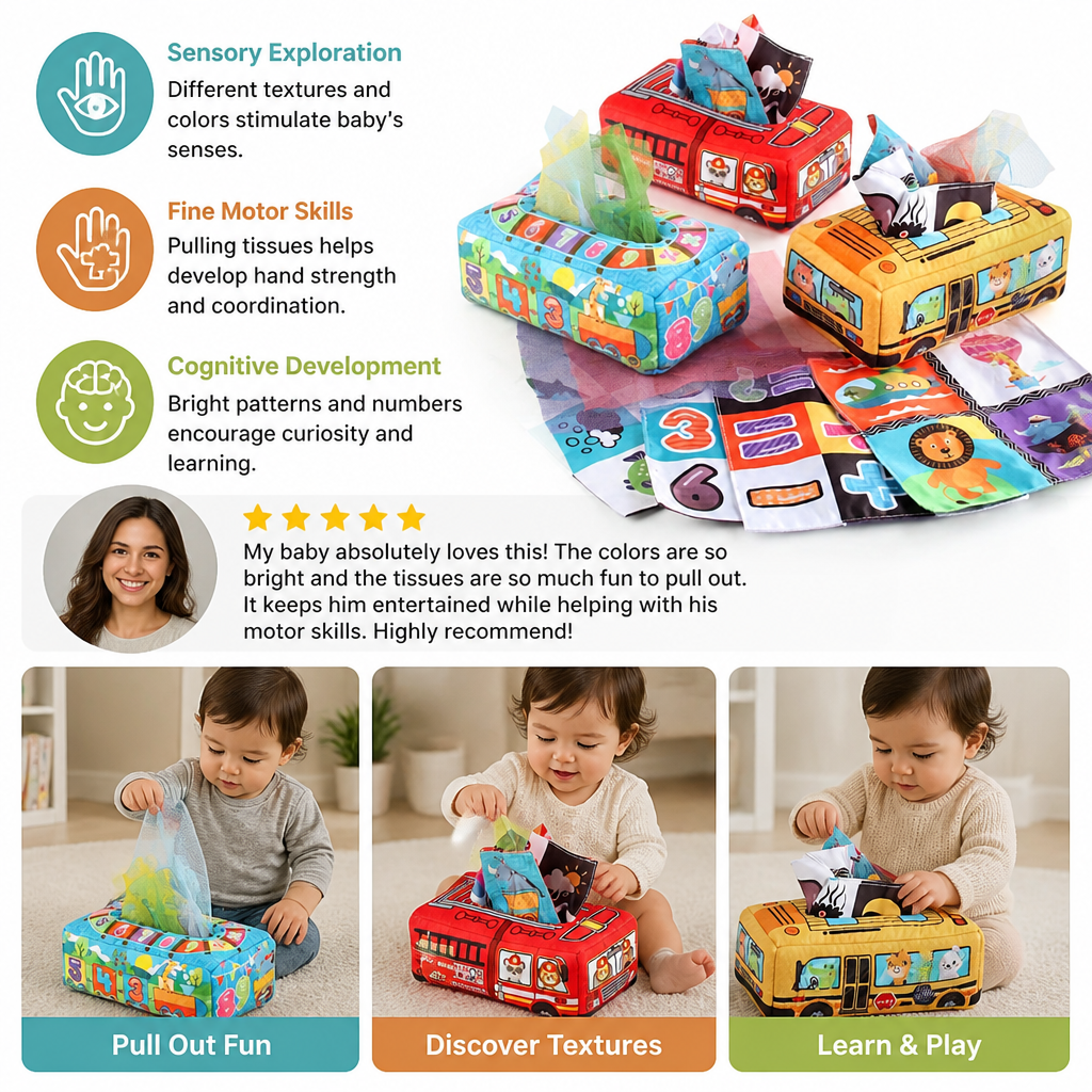 Montessori Magic Tissue Box – Sensory Learning Toy for Babies
