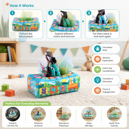 Montessori Magic Tissue Box – Sensory Learning Toy for Babies