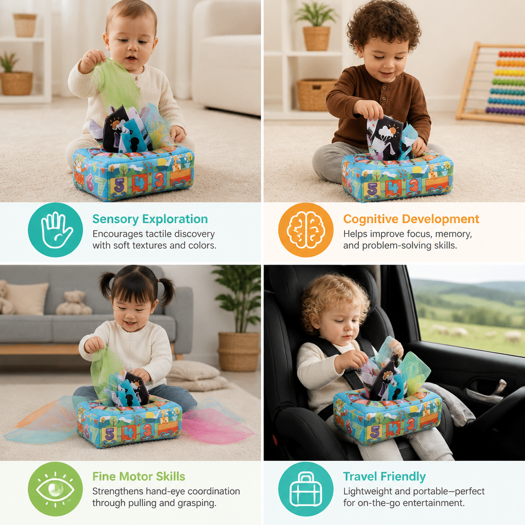 Montessori Magic Tissue Box – Sensory Learning Toy for Babies