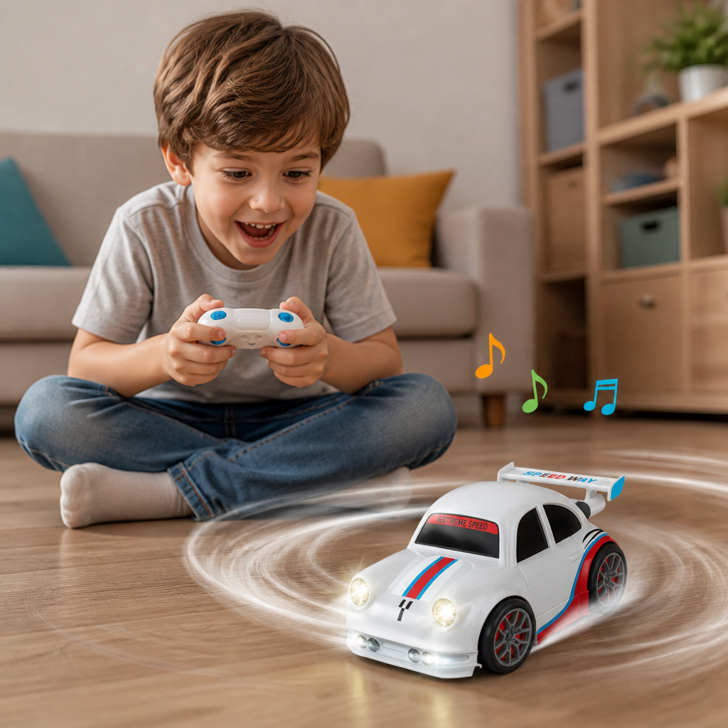 RC Racing Drift Car for Kids - Remote Control with Sensor Lights & Sound