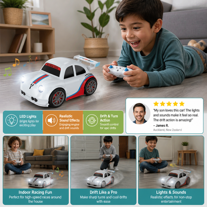 RC Racing Drift Car for Kids - Remote Control with Sensor Lights & Sound