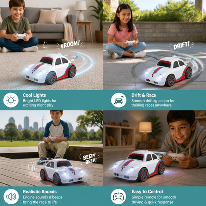 RC Racing Drift Car for Kids - Remote Control with Sensor Lights & Sound