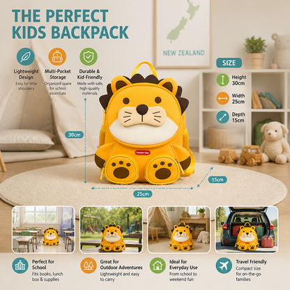 Kids Cartoon Animal Backpack – Lightweight Multi-Pocket School Bag