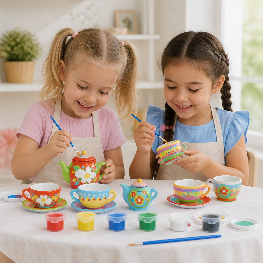 DIY Ceramic Tea Set Painting Kit for Kids