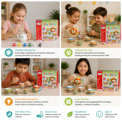 DIY Ceramic Tea Set Painting Kit for Kids