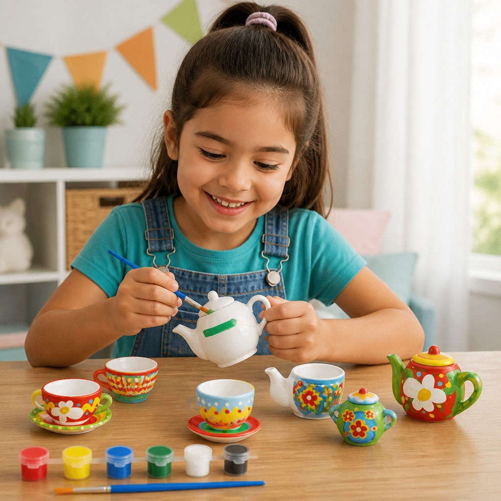 DIY Ceramic Tea Set Painting Kit for Kids