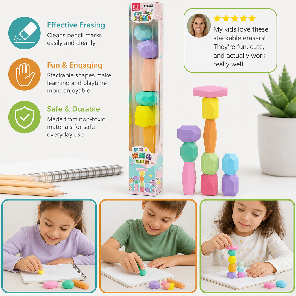 Stack & Build Gem Eraser Set