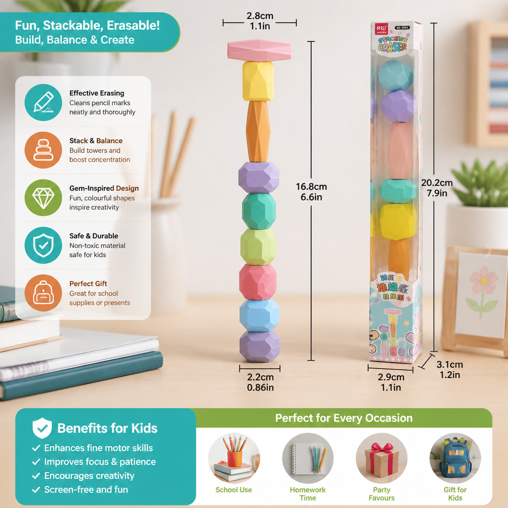 Stack & Build Gem Eraser Set