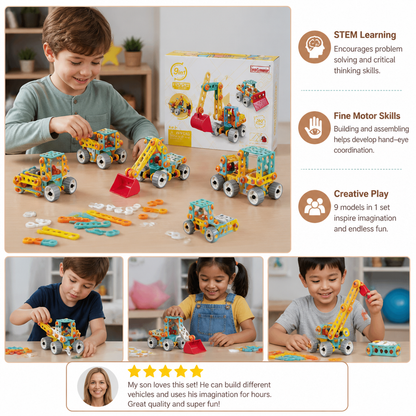 9-in-1 STEM Construction Vehicle Building Kit