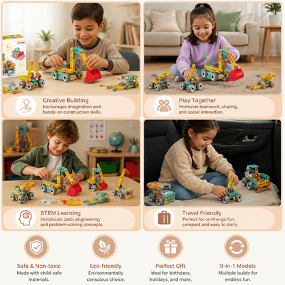 9-in-1 STEM Construction Vehicle Building Kit