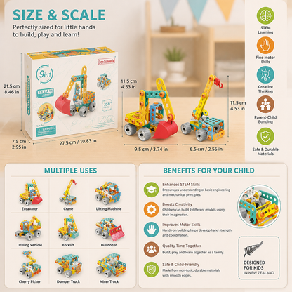 9-in-1 STEM Construction Vehicle Building Kit