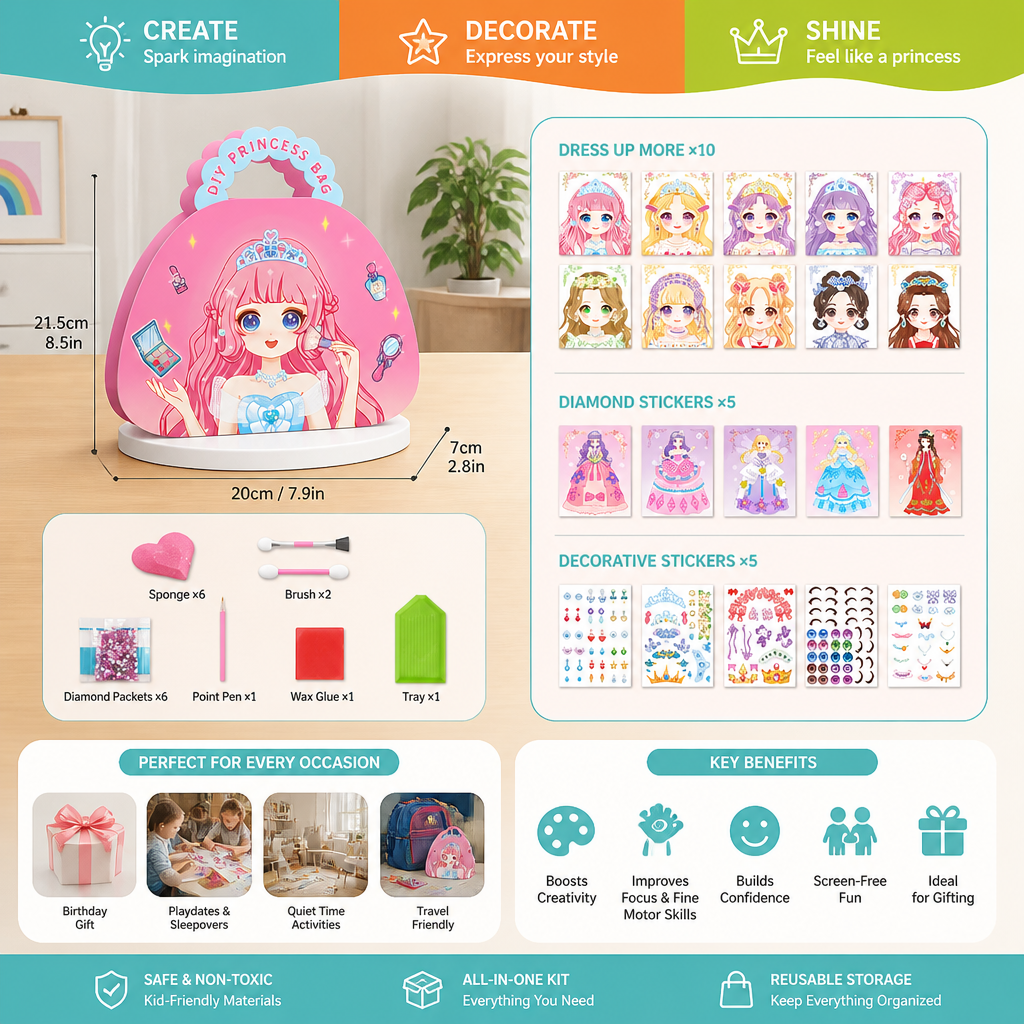 Princess Diamond Painting & Foil Art Book Craft Kit