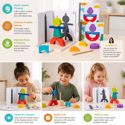 Wooden 3D Shadow Matching & Spatial Thinking Puzzle for Kids