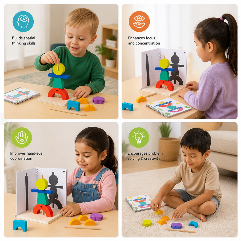 Wooden 3D Shadow Matching & Spatial Thinking Puzzle for Kids