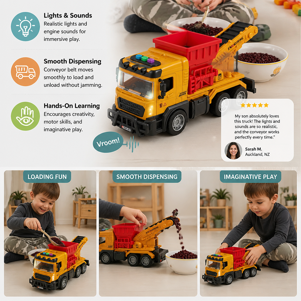 Construction Dump Truck Toy with Lights & Sounds