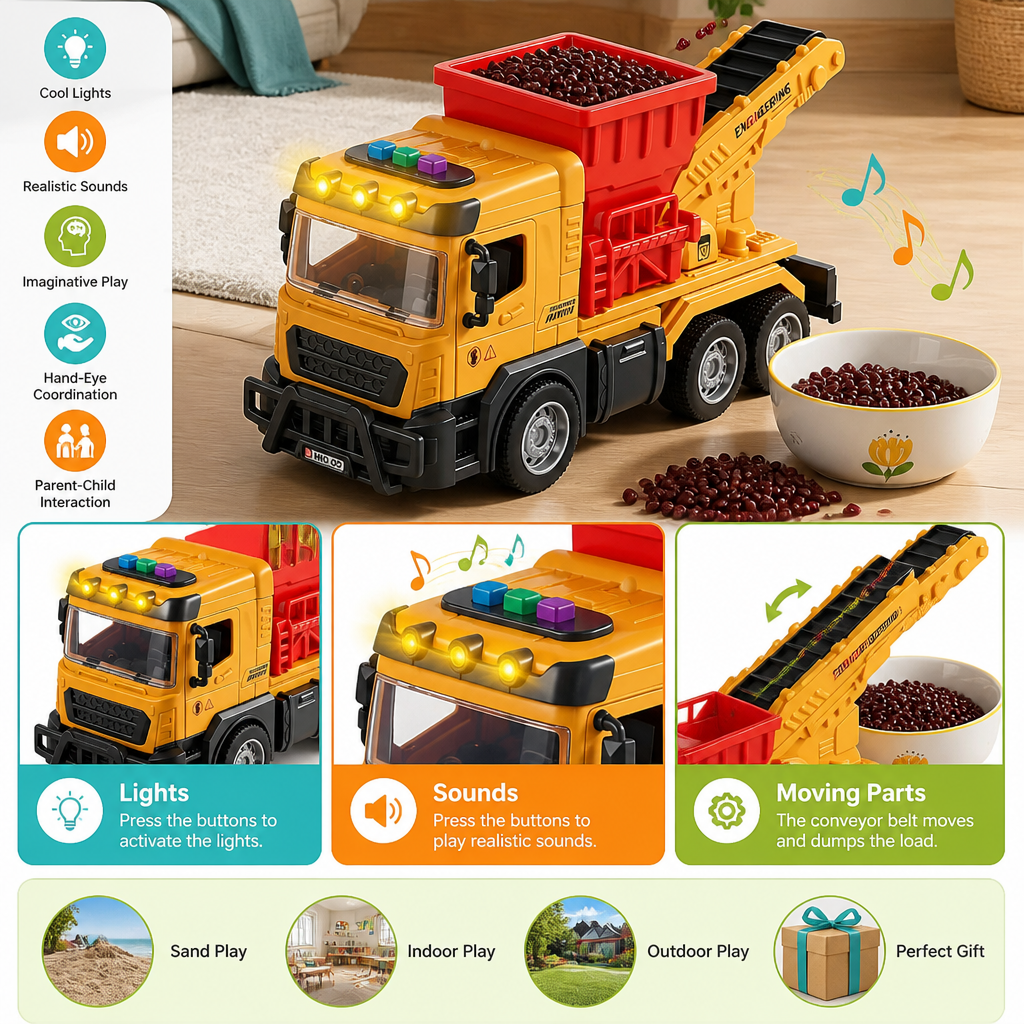 Construction Dump Truck Toy with Lights & Sounds
