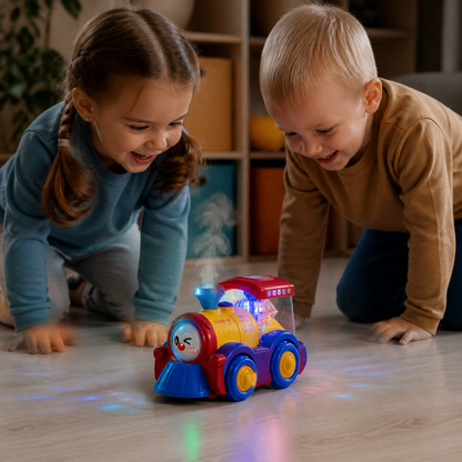 Transforming Train Toy with Steam, Lights & Music
