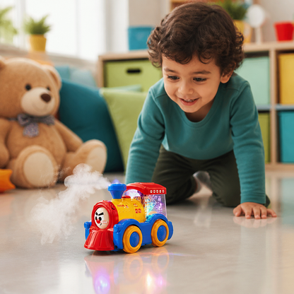 Transforming Train Toy with Steam, Lights & Music