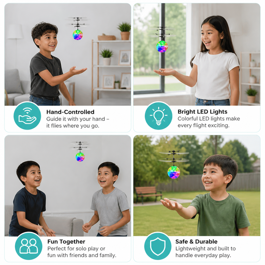 Hand-Controlled Flying LED Ball Drone for Kids