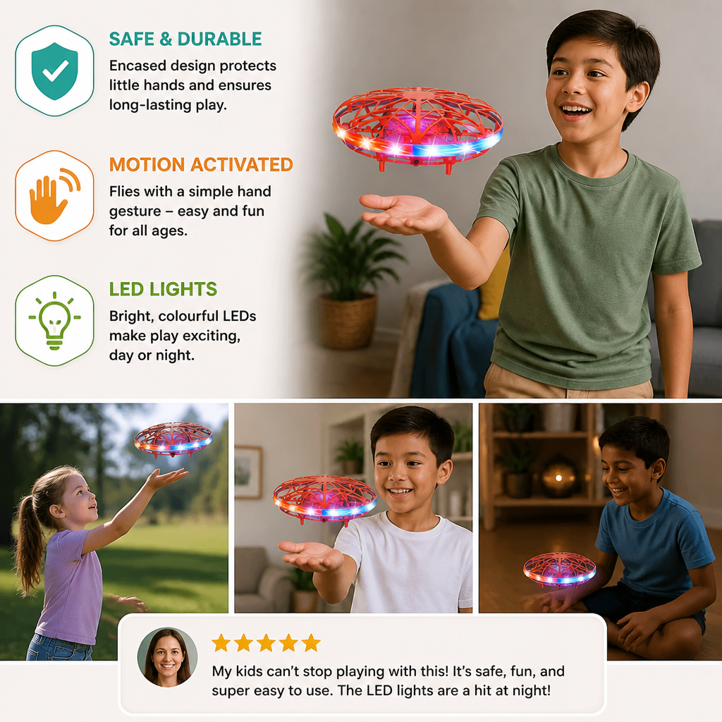 Motion-Sensing LED UFO Flying Drone