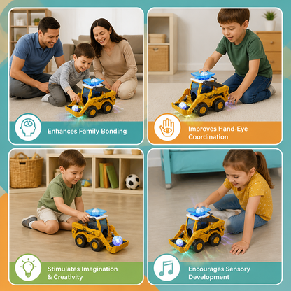Musical Light-Up Excavator Toy with Continuous Ball Scooping Action
