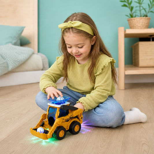 Musical Light-Up Excavator Toy with Continuous Ball Scooping Action