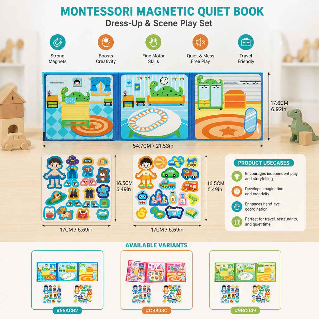 Montessori Magnetic Quiet Book – Creative Dress-Up & Scene Play
