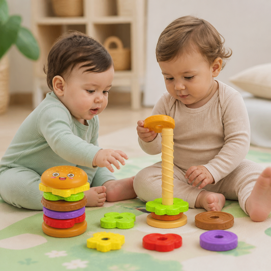 Interactive Rotating Burger Stacking Puzzle