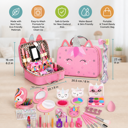 Kids’ Eco-Friendly & Easy-to-Wash Princess Makeup Kit with Cosmetic Bag