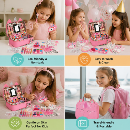 Kids’ Eco-Friendly & Easy-to-Wash Princess Makeup Kit with Cosmetic Bag