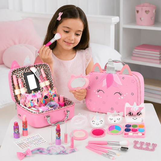 Kids’ Eco-Friendly & Easy-to-Wash Princess Makeup Kit with Cosmetic Bag
