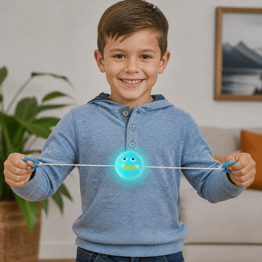 Light-Up Whistling Pull String Spinning Ball Toy