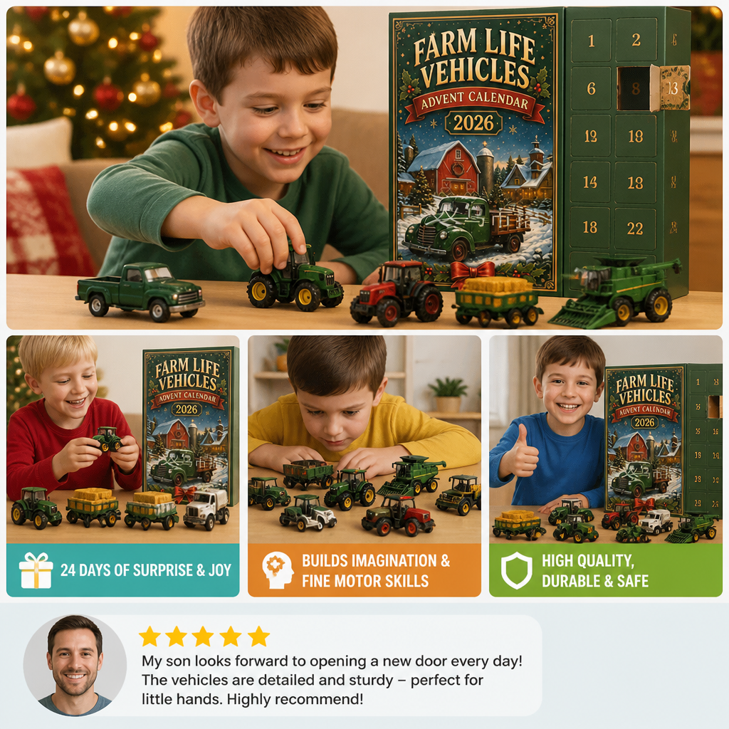24-Day Farm Vehicles Christmas Advent Calendar